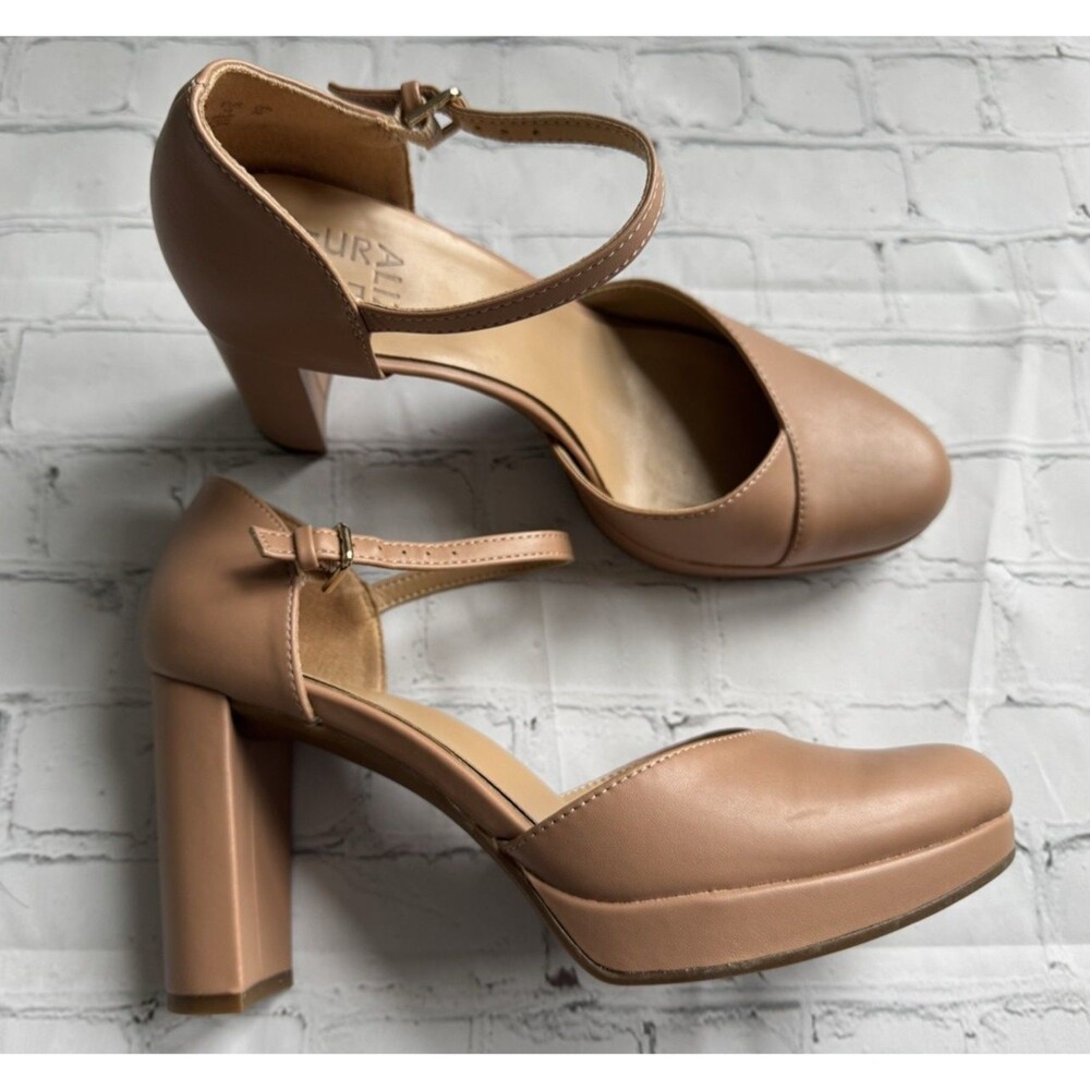 Naturalizer Bandele Ankle Strap Mary Jane Platform Pump Closed Toe Tan Sz 9